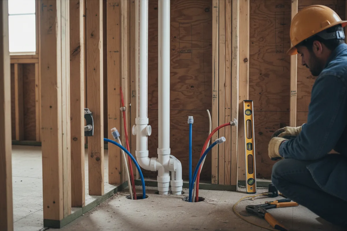 Drain and supply rough-in during Leak Detection in Muir