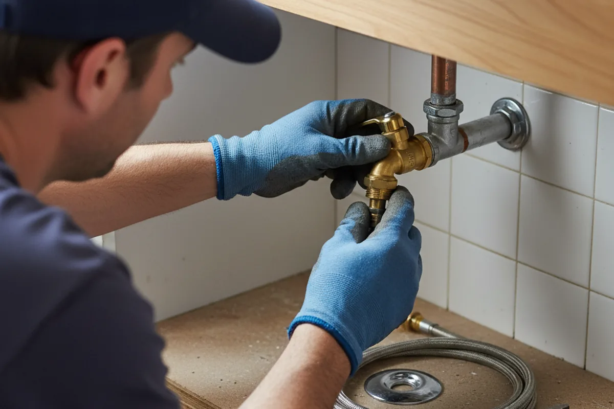 Shutoff valve and fitting work during Emergency Plumbing in Muir